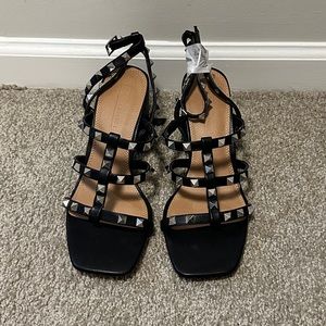 Studded blocked heels